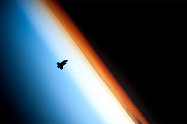 Space shuttle in orbit