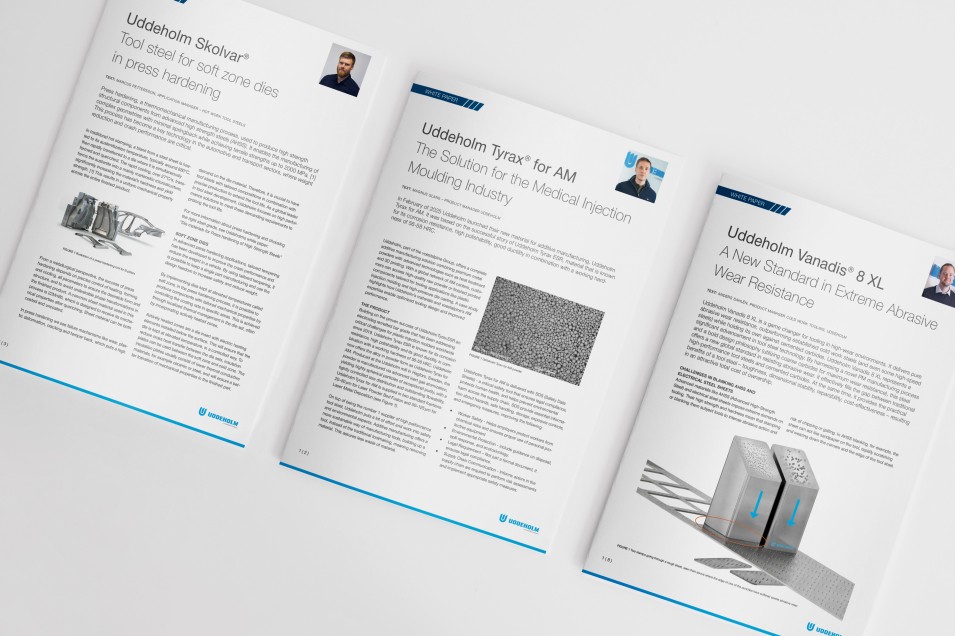 Uddeholm white papers featuring tool steel solutions for hot work, cold work and plastic moulding