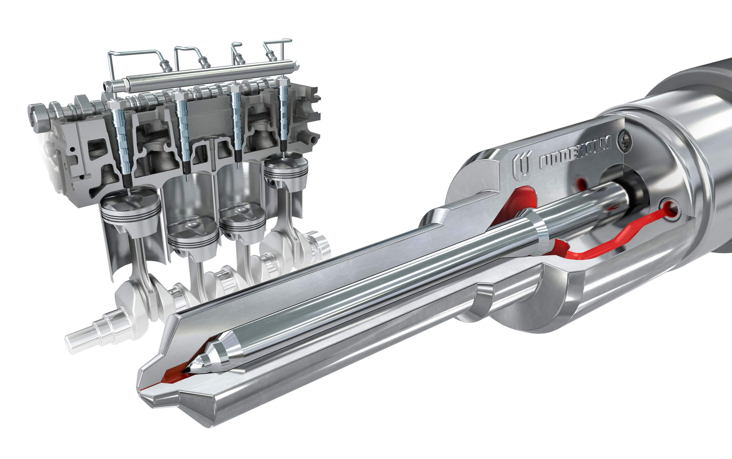 Primer plano del inyector de Uddeholm
