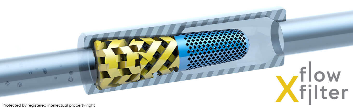 3D rendering of the inside of theUddeholm flow filter X